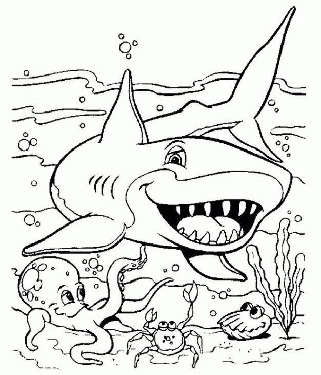 626x730 Coloring Pages Of Sharks