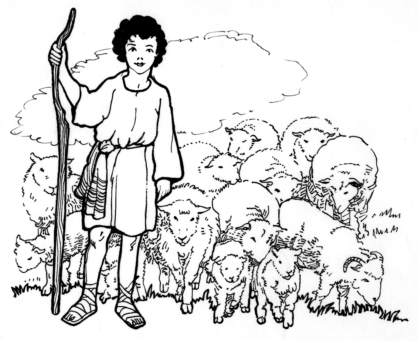 1377x1122 David The Shepherd Boy Coloring Page Download