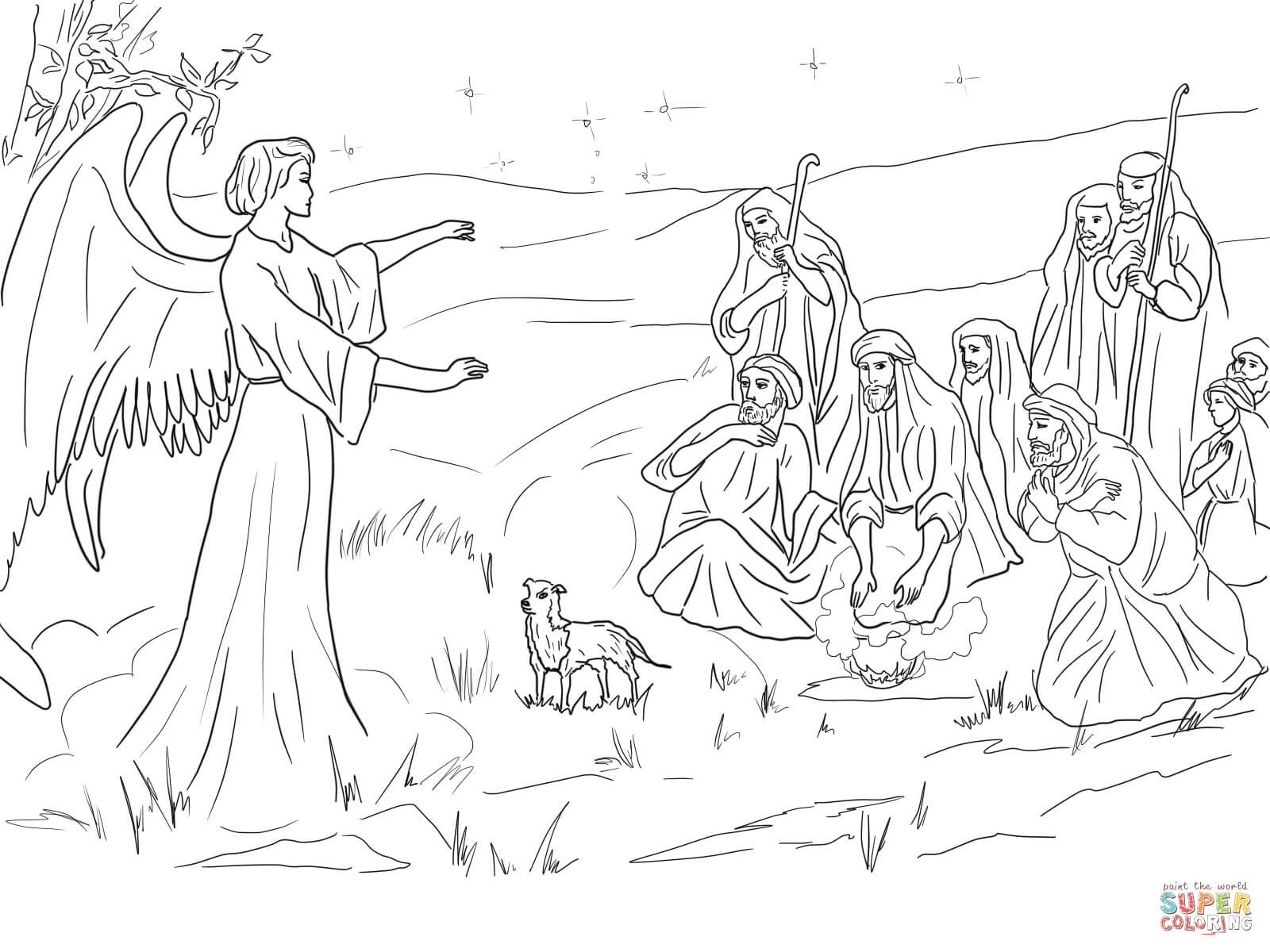 1600x1200 Shepherds And Angels Coloring Pages