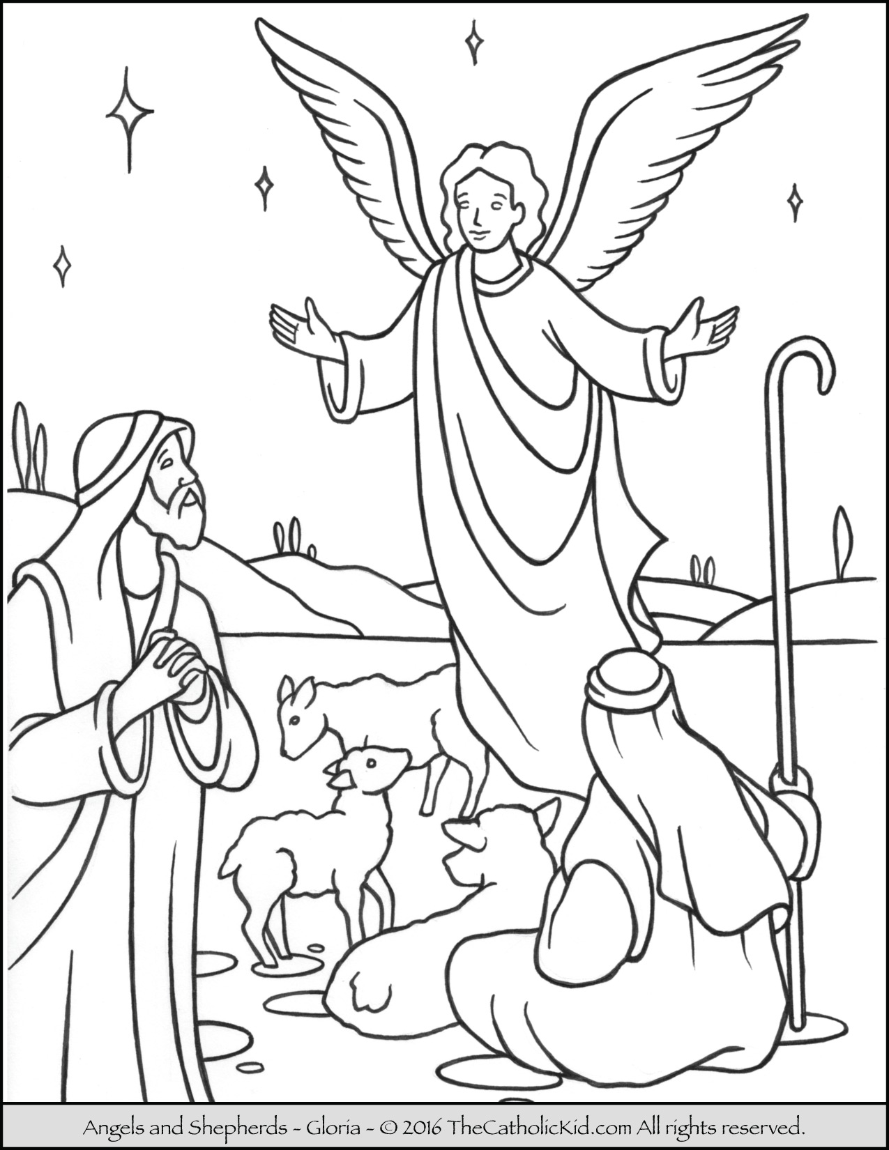 1275x1650 Marvelous Angels And Shepherds Coloring Pages With Nativity Bible