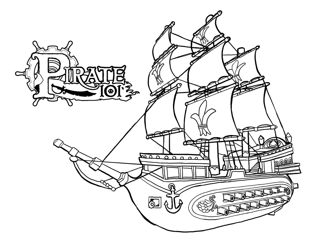 1024x791 Coloring Pages Kids Pirate Ships Free Credit For Ship