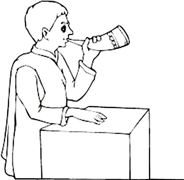 600x587 Sound Of Shofar In Rosh Hashanah Coloring Page