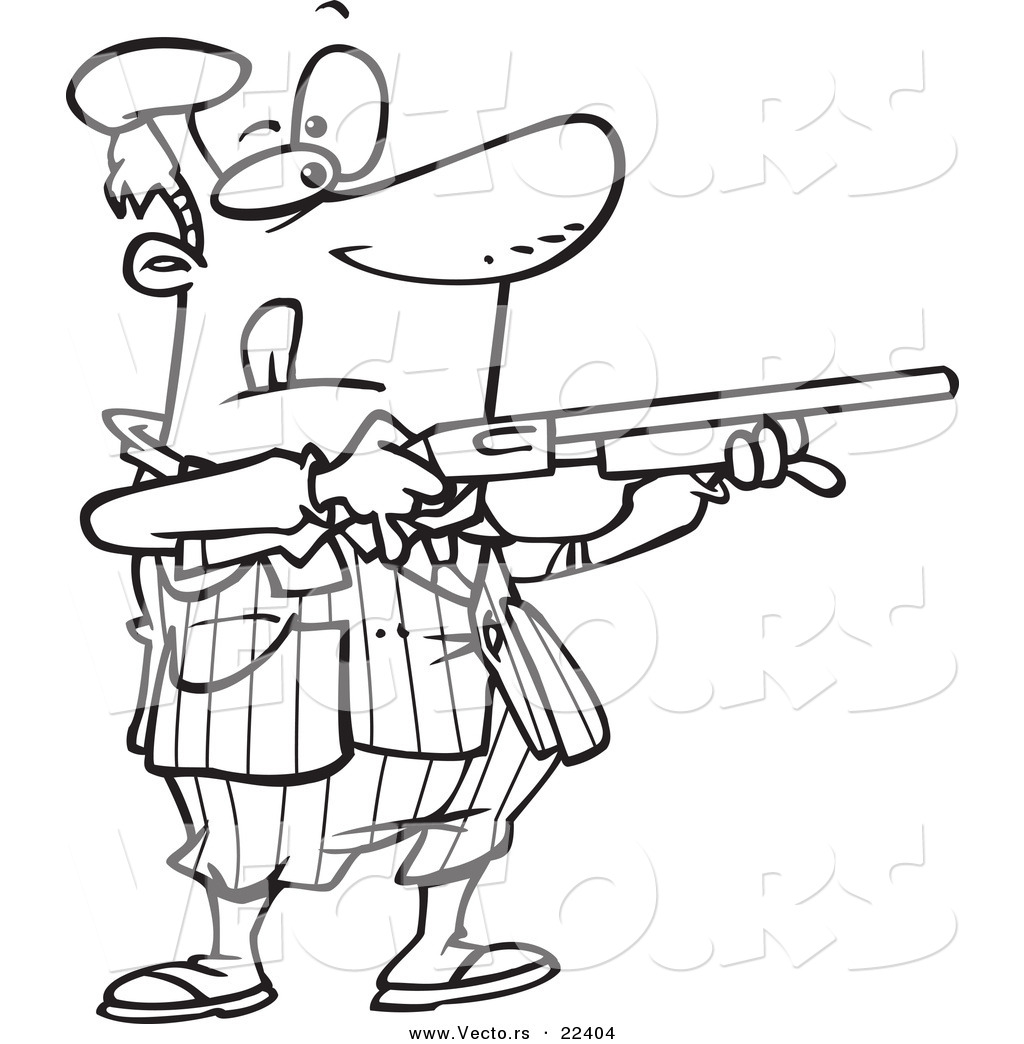 1024x1044 Vector Of A Cartoon Man Shooting Clay Pigeons