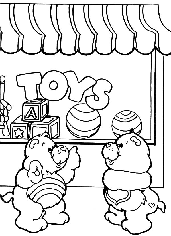 600x827 Care Bears In Front Of Toys Shop Coloring Pages Best Place To Color