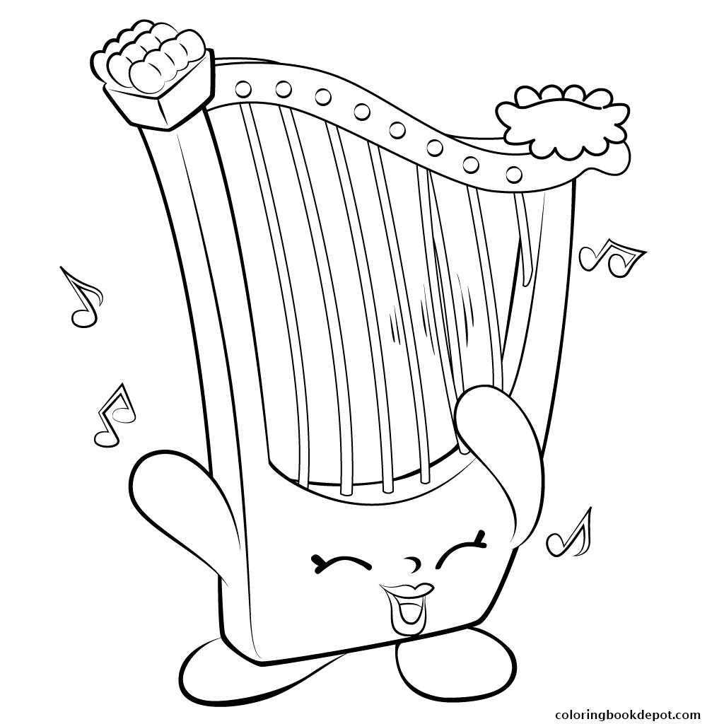 1024x1024 Harp Musical Instrument Shopkins Season Coloring Pages