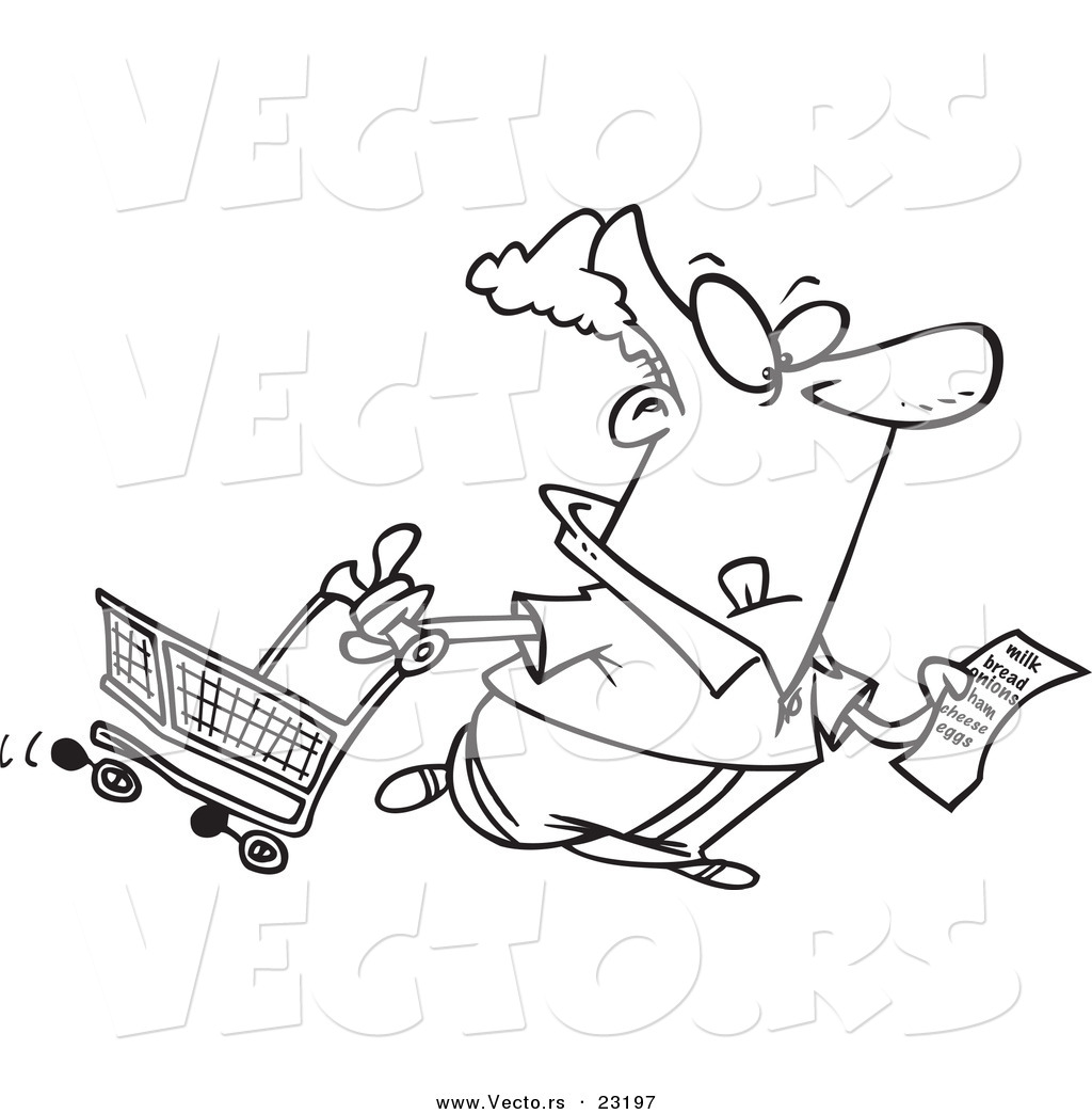 1024x1044 Vector Of A Cartoon Guy With A Shopping List