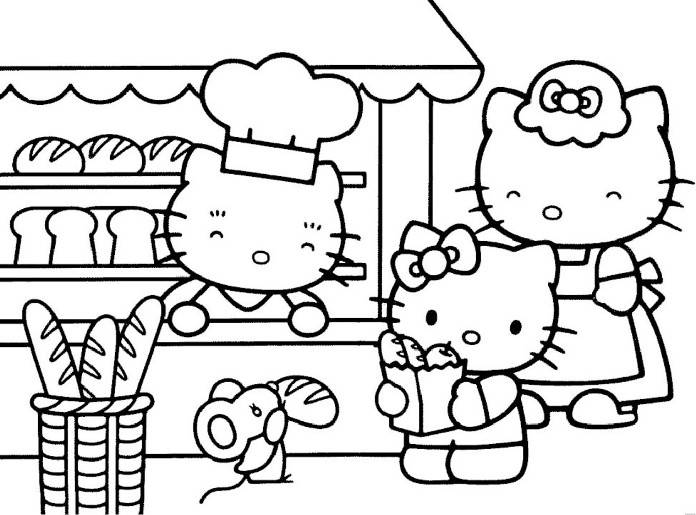 696x515 Print Hello Kitty Shopping Bread Coloring Pages Or Download Hello