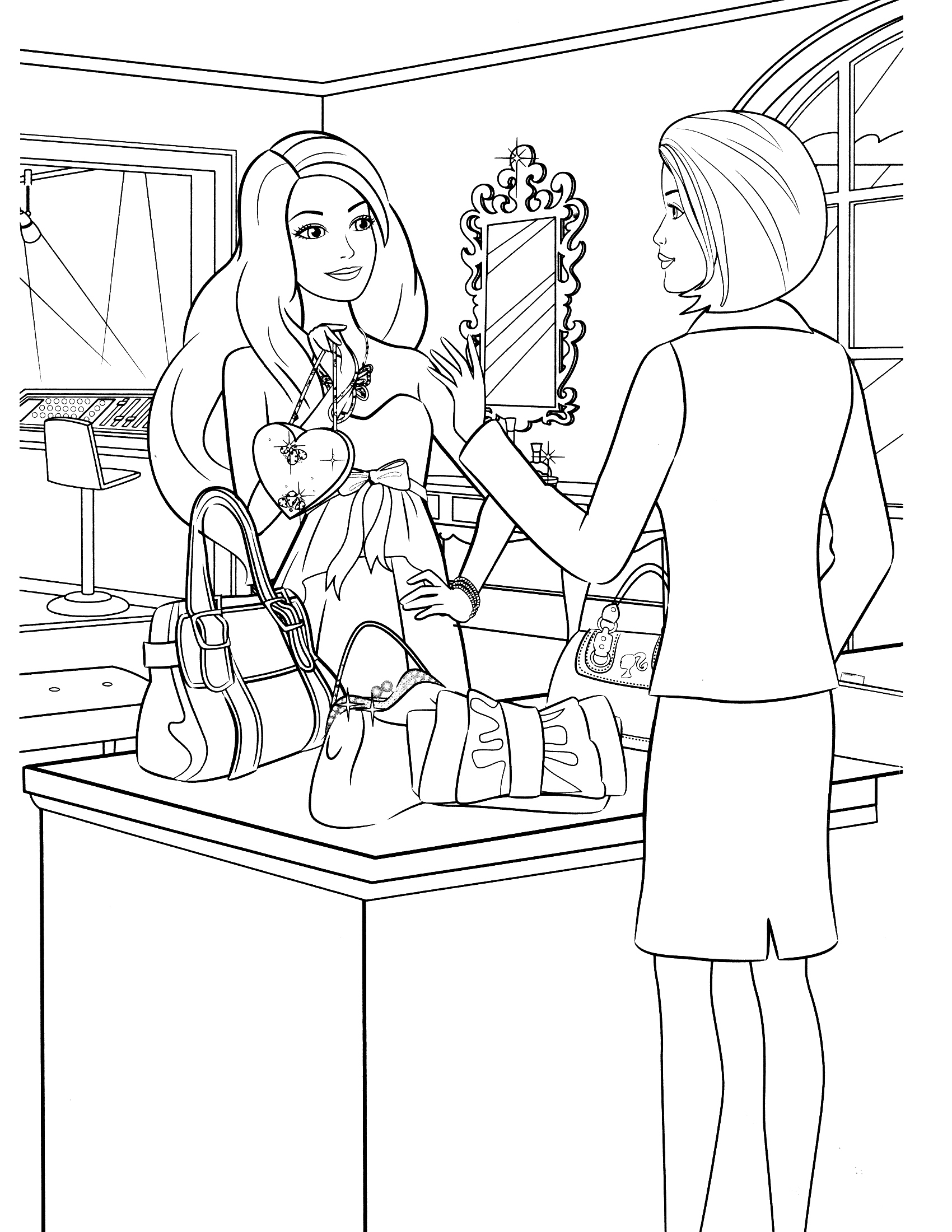 1700x2200 Barbie Coloring Pages