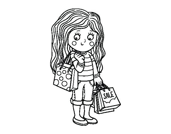 600x470 Shopping Coloring Pages Summer Girl With Shopping Coloring Page