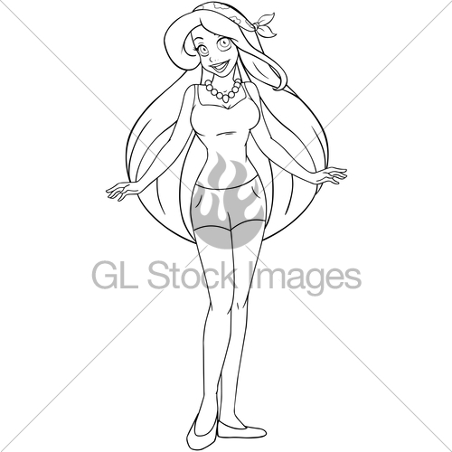 500x500 Teenage Girl In Tanktop And Shorts Coloring Page Gl Stock Images
