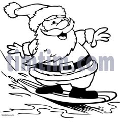 236x240 Santa In Shorts Coloring Page Outlined Santa In Shorts, Running