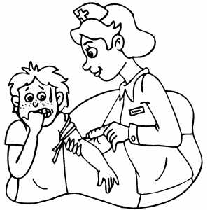 300x300 Nurse Giving Shot To Scared Boy Coloring Page
