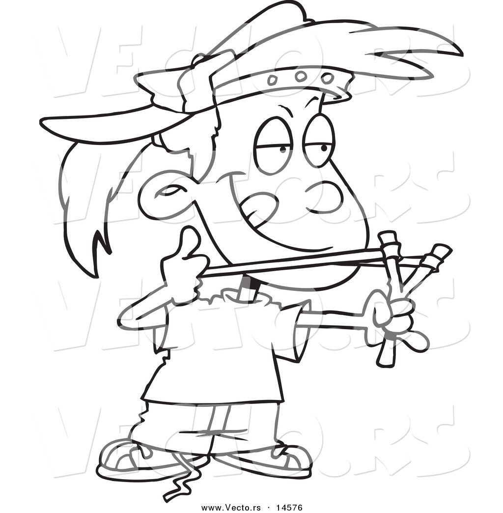 1024x1044 Vector Of A Cartoon Tomboy Girl Aiming A Sling Shot