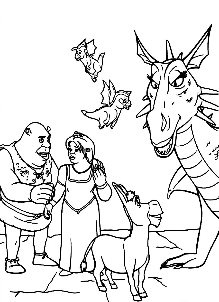 900x1240 Shrek And Princess Fiona Coloring Page Pages