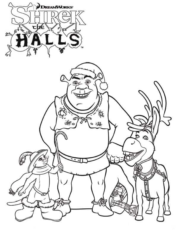 600x776 Shrek And Friends On Christmas Coloring Page Color Luna