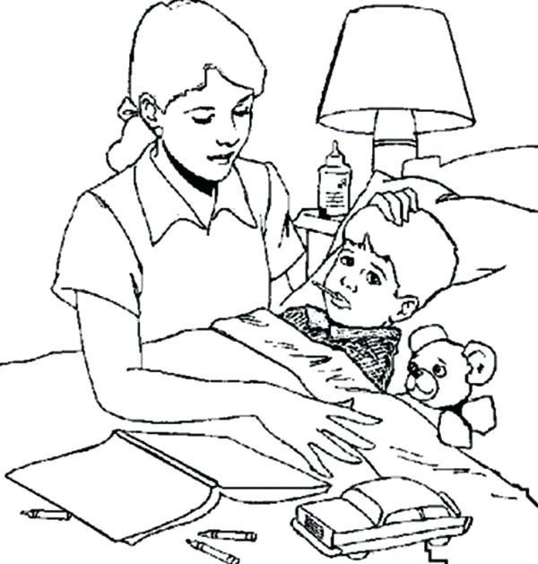 600x629 Coloring Pages Sick Child