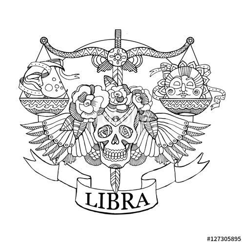500x500 Libra Zodiac Sign Coloring Pages For Adults Fotolia