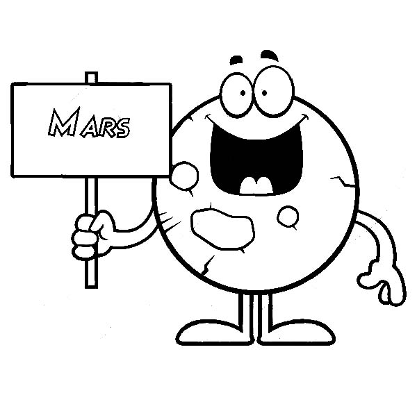 600x569 Planet Mars Holding A Sign Coloring Pages Color Luna