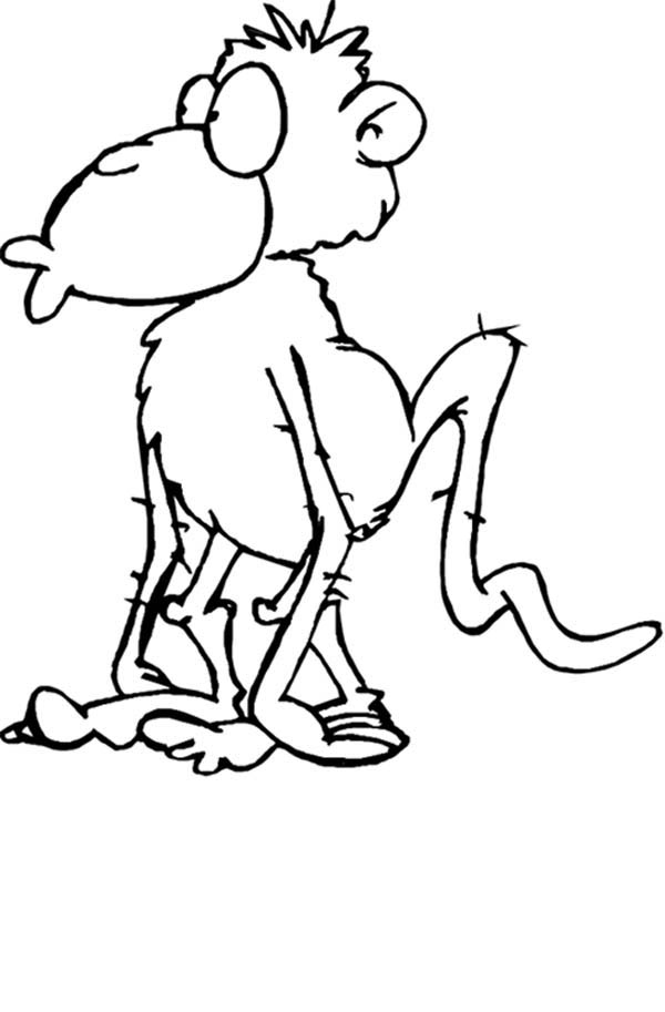 600x913 Funny Monkey Face Coloring Page For Kids