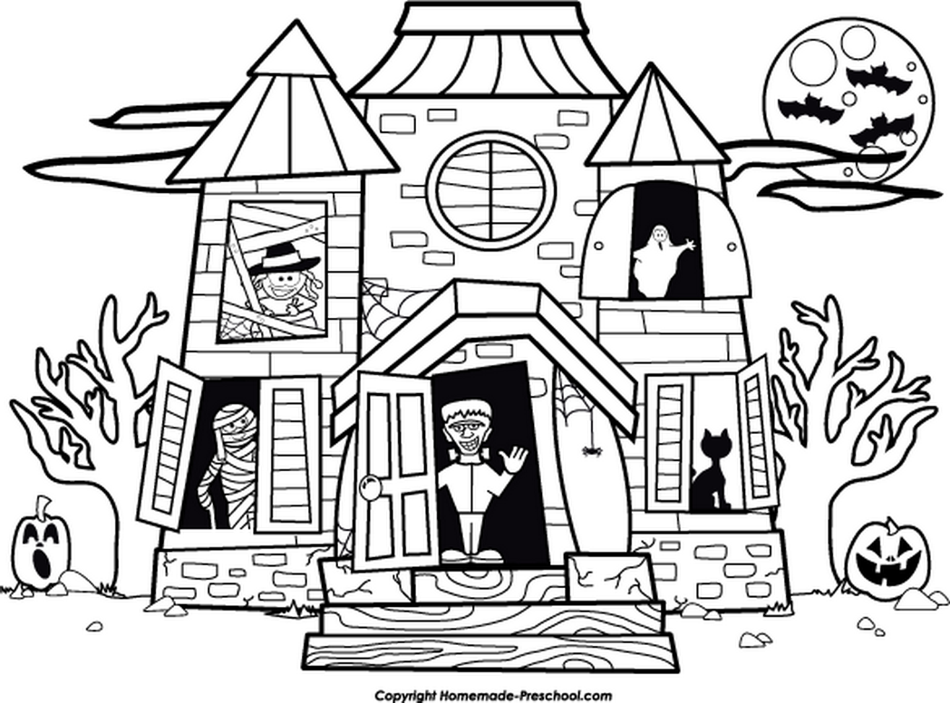 1048x776 Haunted House Coloring Pages Great Haunted House Coloring Pages