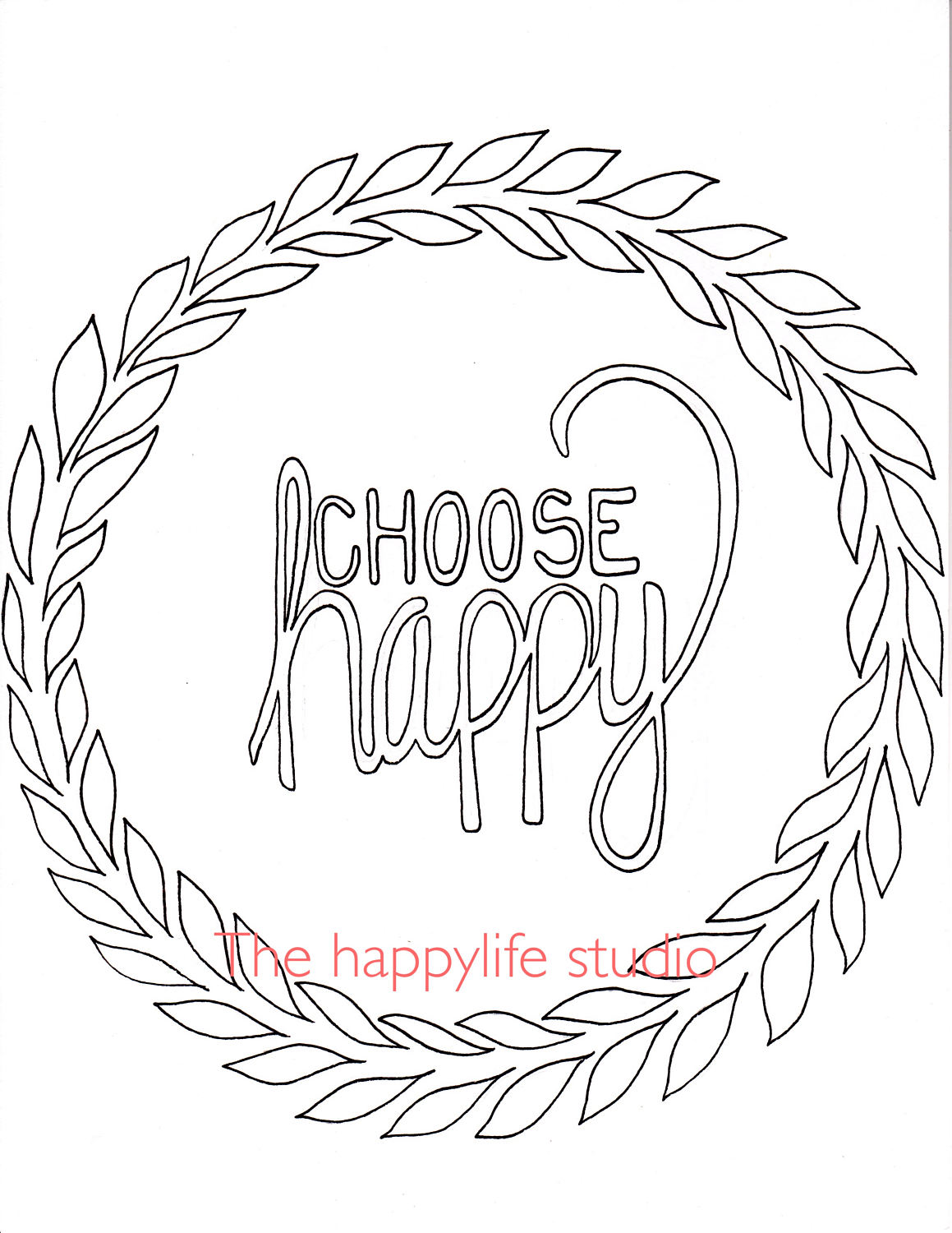 1159x1500 Choose Happy Coloring Page Simple Adult At Pages