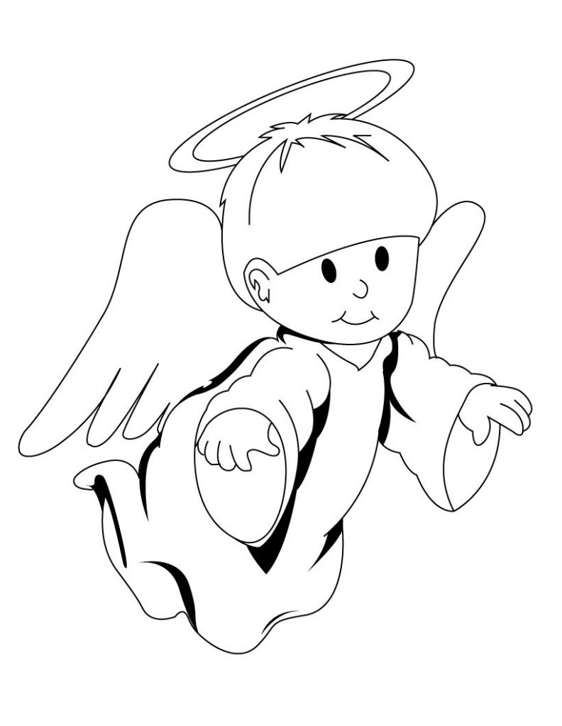 792x1024 Kid Boy Angel Coloring Page Printable