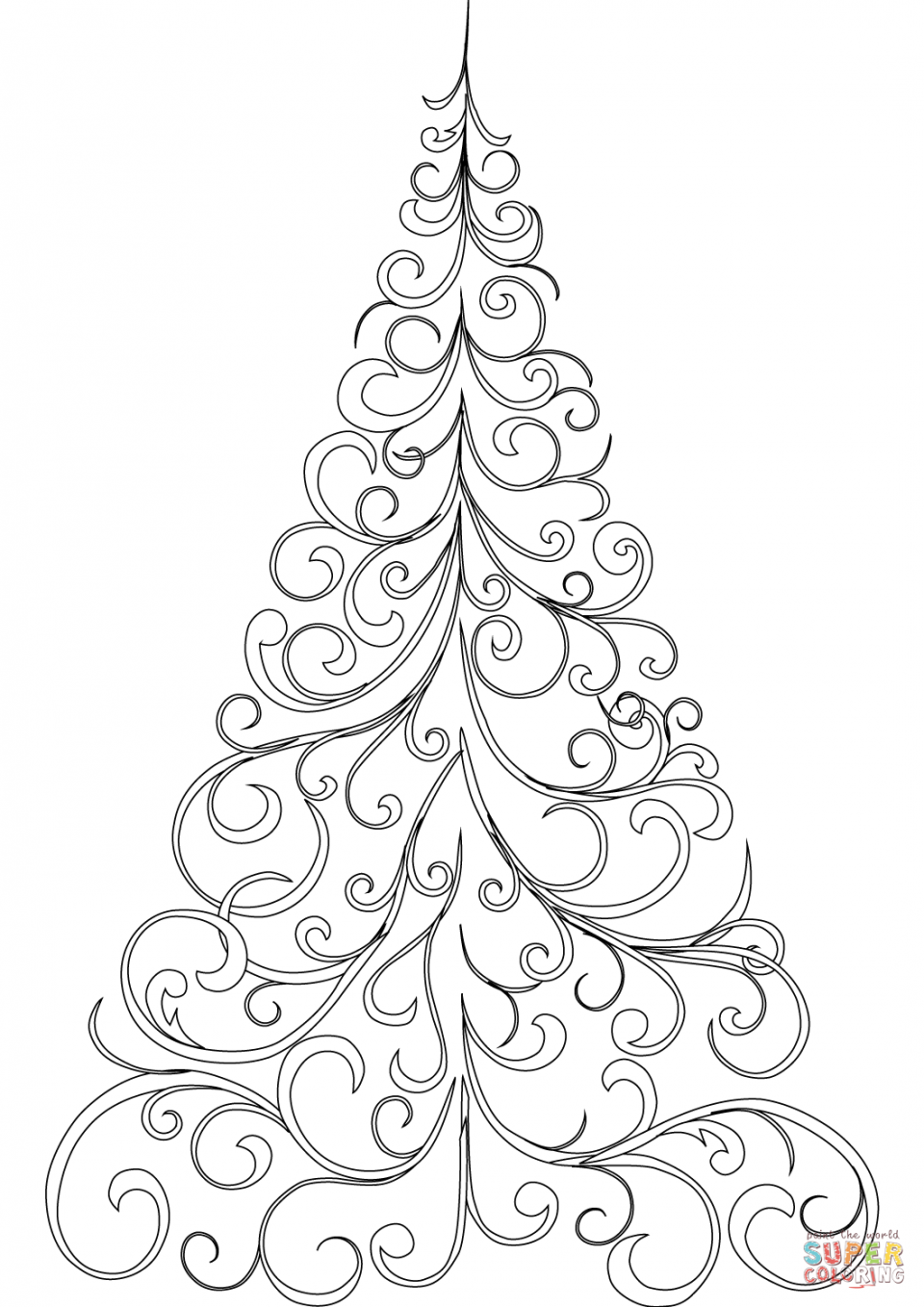 960x1358 Christmas Tree Coloring Page With Wallpaper High Definition