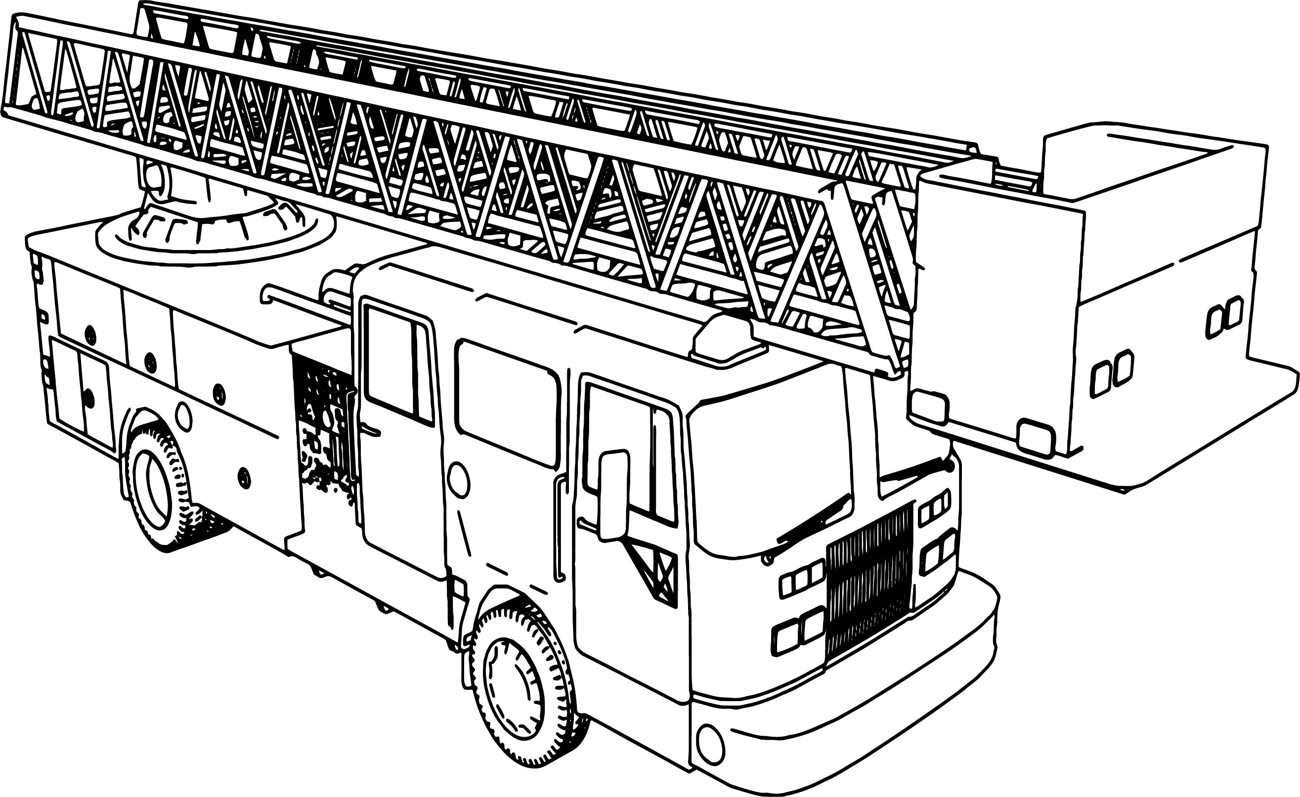 2630x1613 Simple Fire Truck Coloring Page