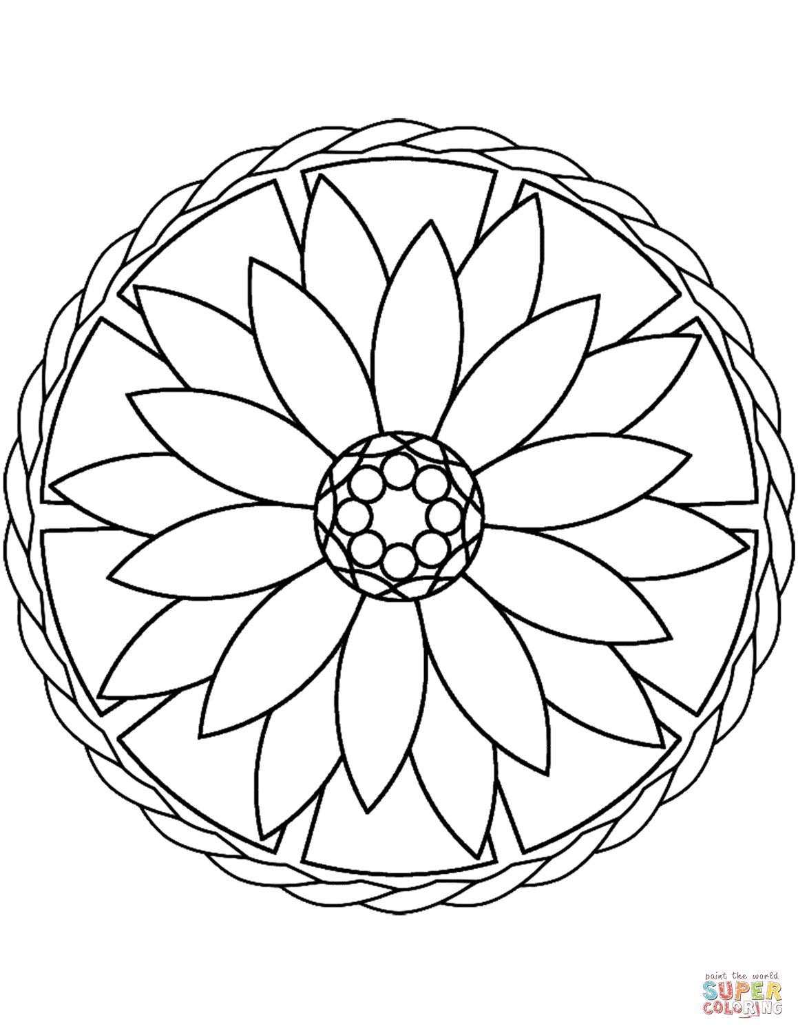 1159x1500 Simple Mandala With Flower Coloring Page For Pages