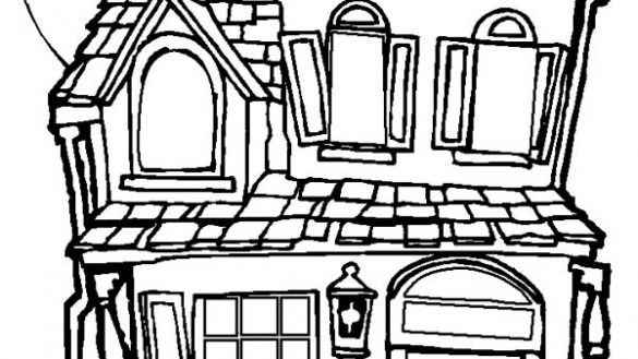 585x329 Innovative Haunted House Coloring Pages To Print Houses