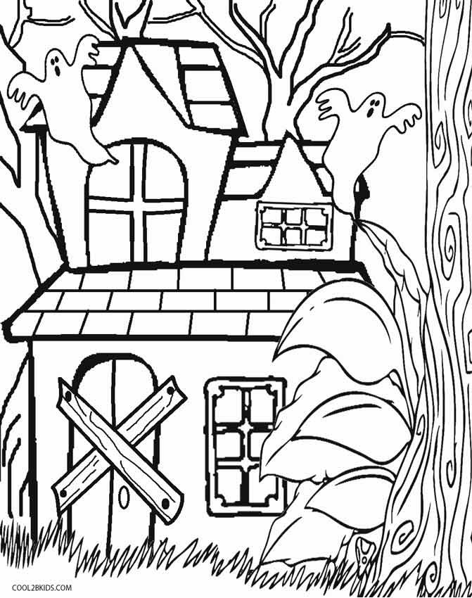 671x850 Simple Haunted House Coloring Page