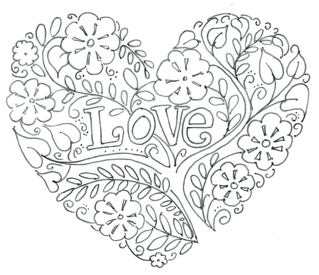 1024x881 Best Of Coloring Page For Adult Od Kids Simple Floral Heart