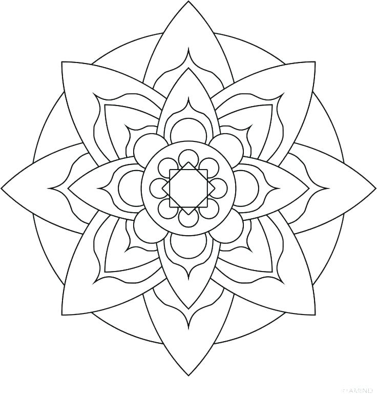 736x771 Simple Mandala Coloring Pages Easy Flower Coloring Pages Easy