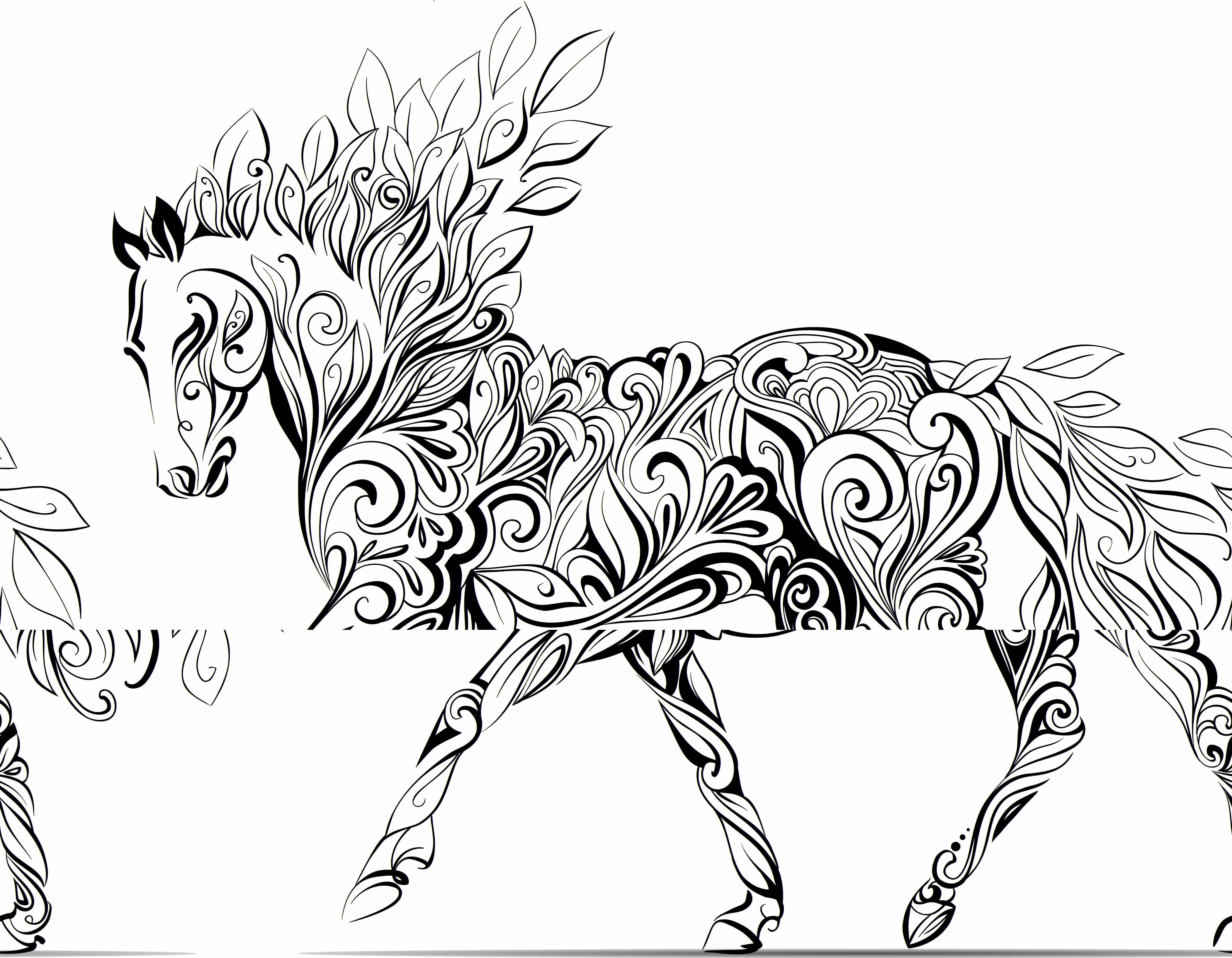 5800x4513 Coloring Horse Simple Zentangle Patterns For Pages Adults