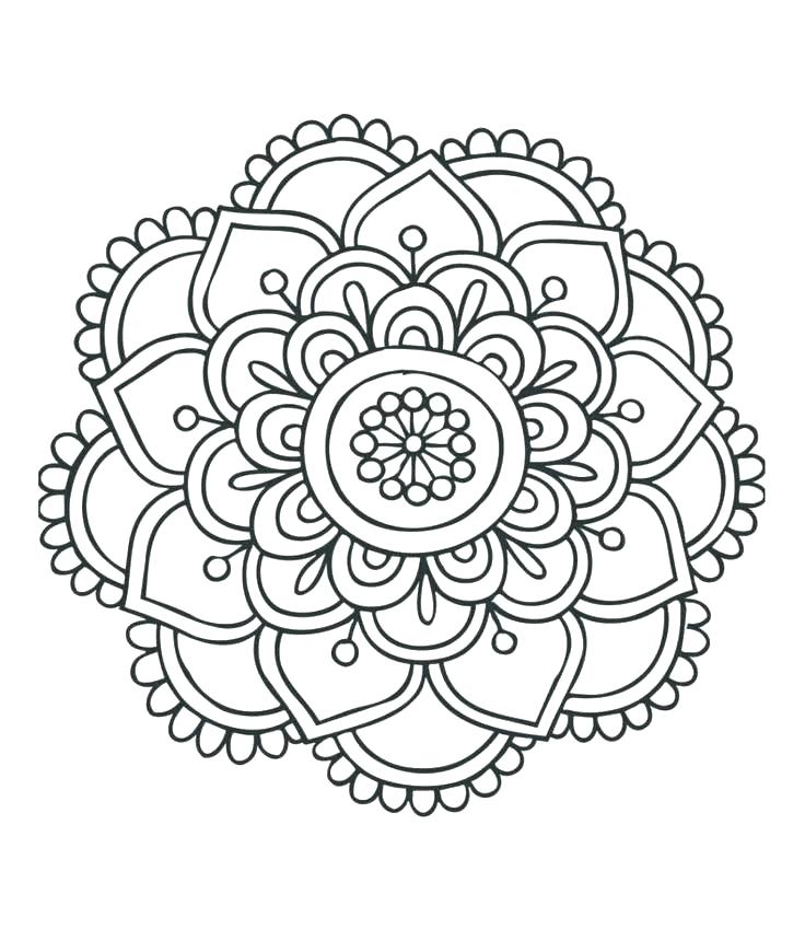 736x849 Simple Mandala Coloring Pages With Mandala Color Pages Coloring