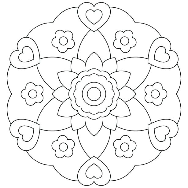 615x615 Simple Flower Coloring Pages Simple Mandala Flower Coloring Pages