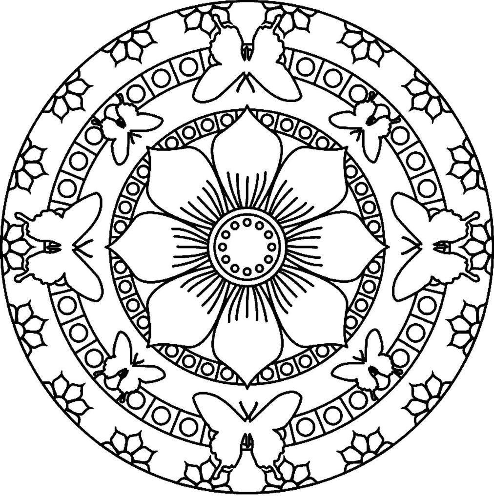 1012x1024 Simple Mandala Flower Coloring Pages Mandalas Butterflies