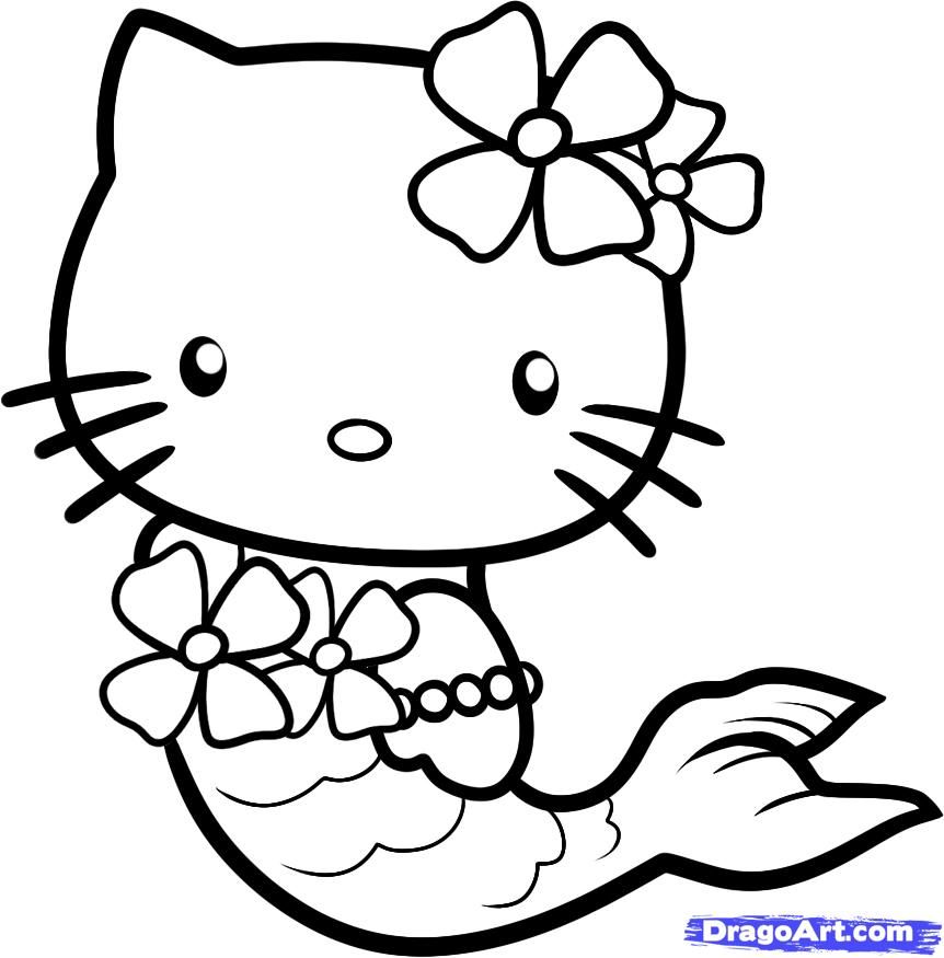 862x875 Hello Kitty Drawings How To Draw Mermaid Step