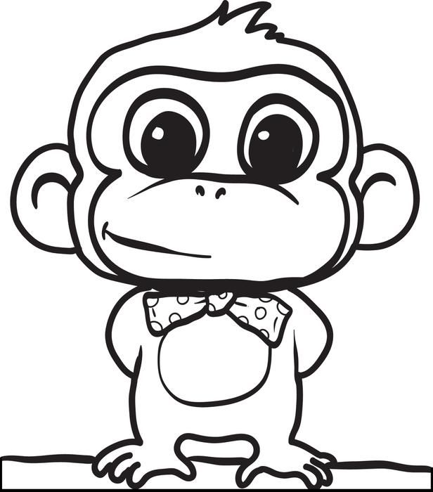 616x700 Simple Monkey Coloring Pages Monkey Simple Drawing