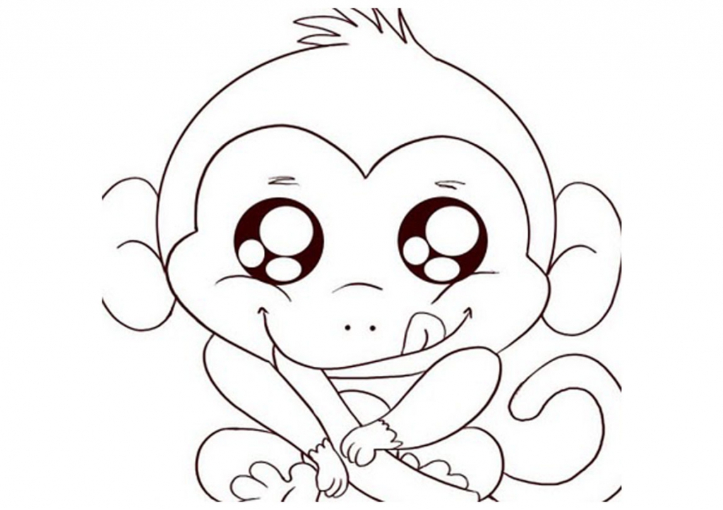 1024x723 Simple Monkey Drawing Pics Of Simple Monkey Coloring Pages Easy