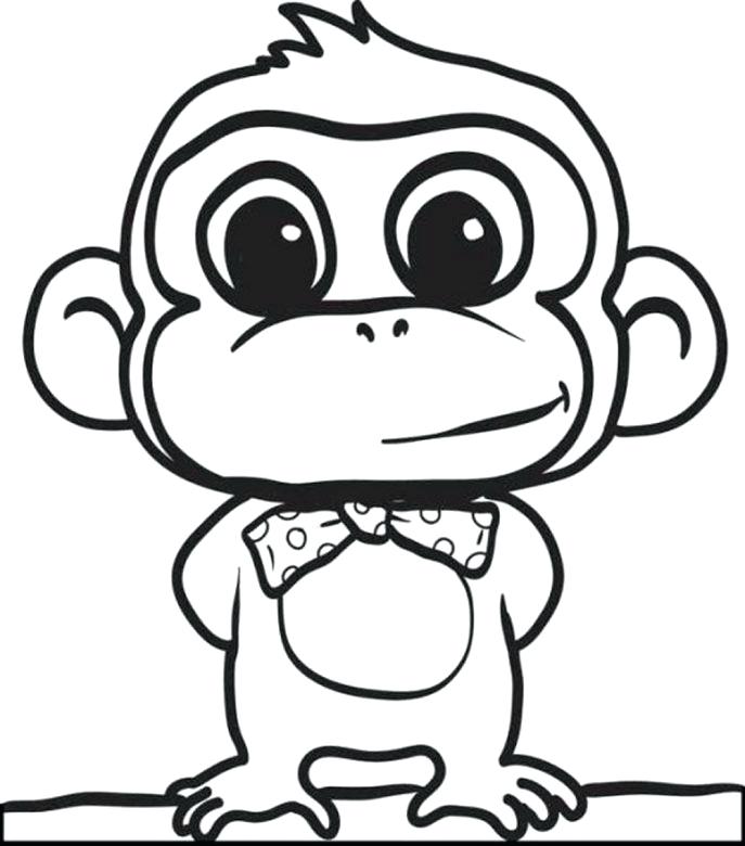 687x780 Baby Monkey Drawing Cute Monkeys Coloring Pages Baby Monkey