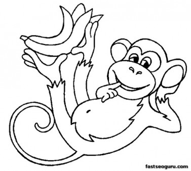 377x338 Coloring Pages Of Monkeys Free Monkey Coloring Simply Simple