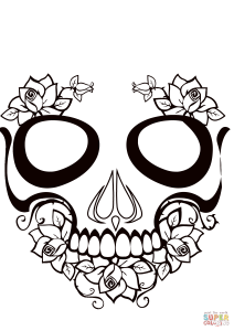 212x300 Simple Sugar Skull Coloring Page