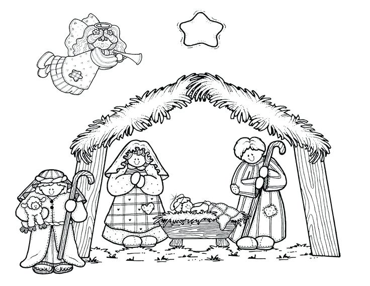 736x568 Nativity Scene Coloring Pages Printable Nativity Scene Coloring