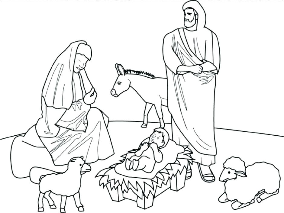 940x705 Nativity Scene Coloring Pages Simple Nativity Scene Coloring Pages