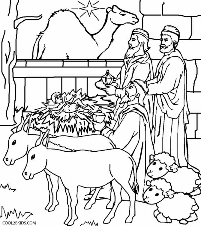 670x754 Printable Nativity Scene Coloring Pages For Kids