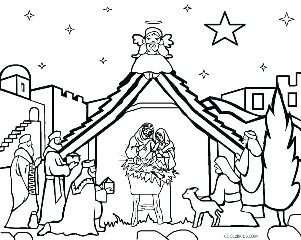 600x480 Coloring Page Nativity Manger Scene Coloring Page Printable