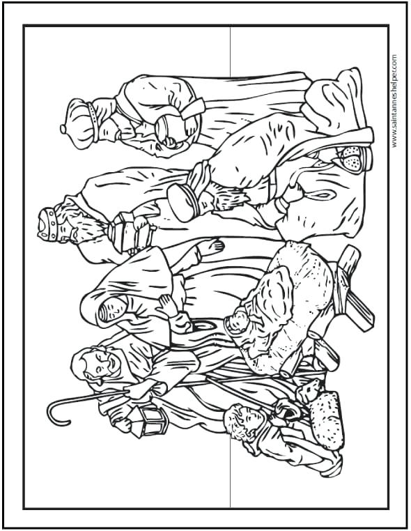 590x762 Elegant Nativity Scene Coloring Pages For Coloring Page Nativity