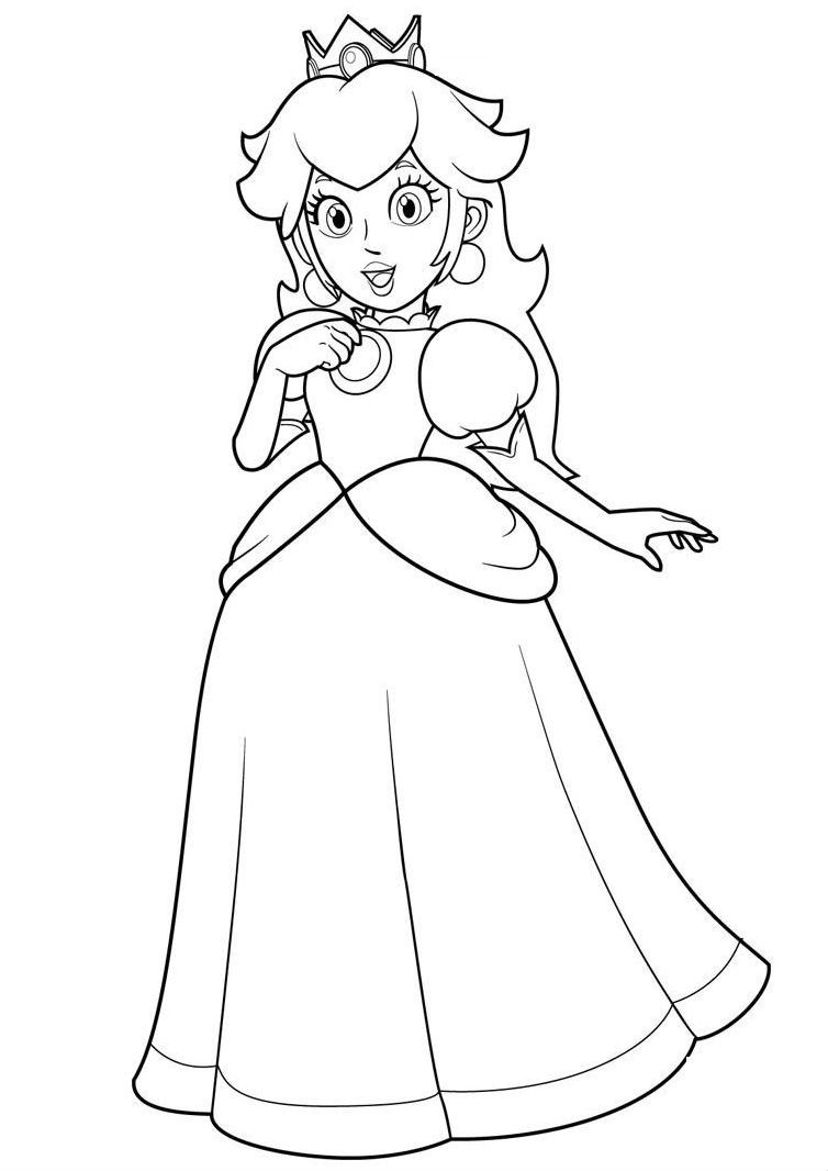 754x1066 Princess Toadstool Coloring Pages Printable Myndir