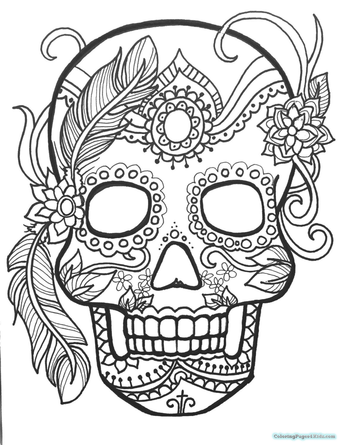 Simple Sugar Skull Coloring Pages at GetDrawings | Free download